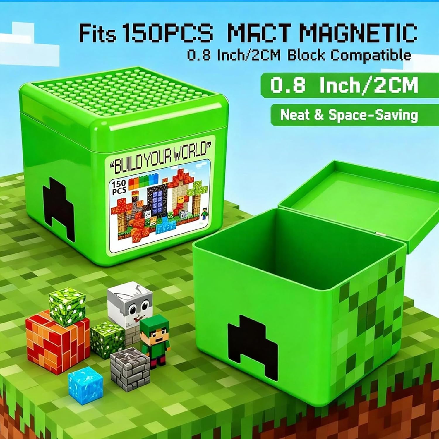 Magnetic Blocks 150PCS with Toy Storage Box - STEM Montessori Sensory Toys for Kids Ages 3-12, Creative Building Sets for Boys Girls, Developmental Toys