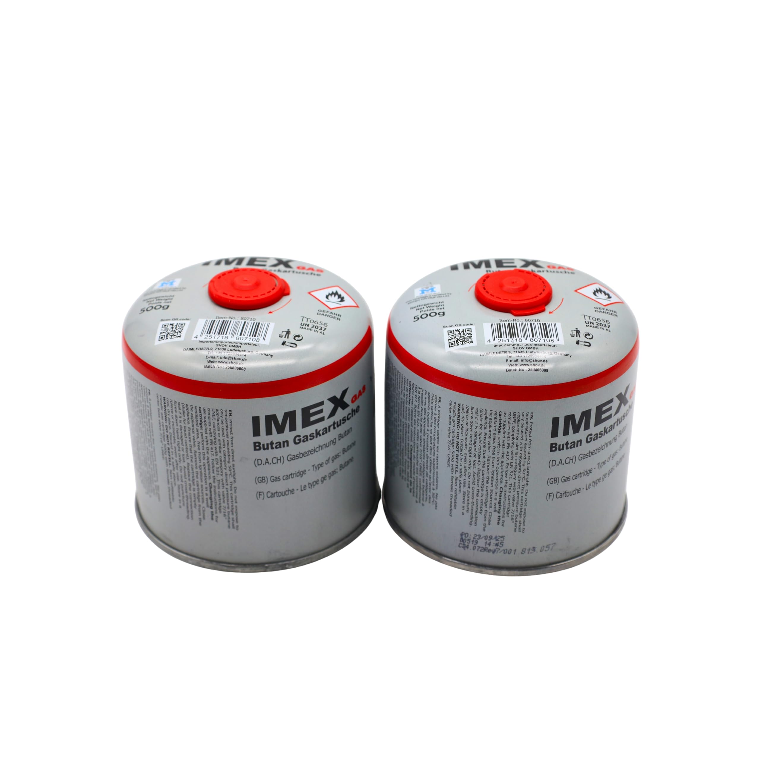 IMEX Cartuccia di gas butano da 500 g, universale, con valvola a vite e chiusura di sicurezza, per fornelli a gas e riscaldamento a gas, per campeggio (12)