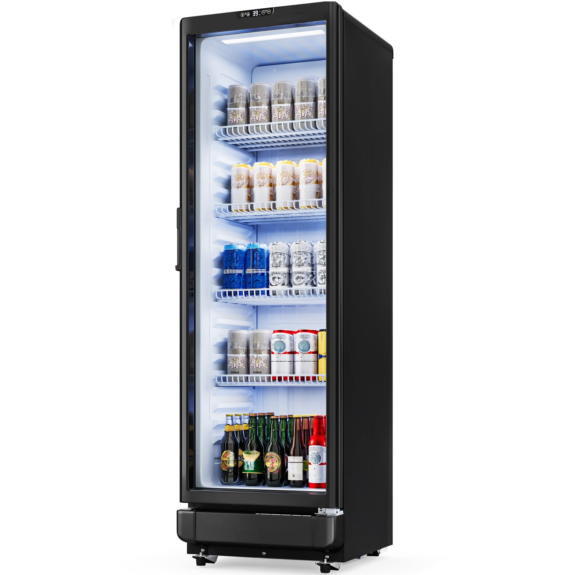 YITAHOME 8.5 CU.FT. Commercial Beverage Display Refrigerator with Single One Glass Door, Drink Beer Fridge Cooler for Office Garage Bar Gym with Locking, Led & 2 Keys