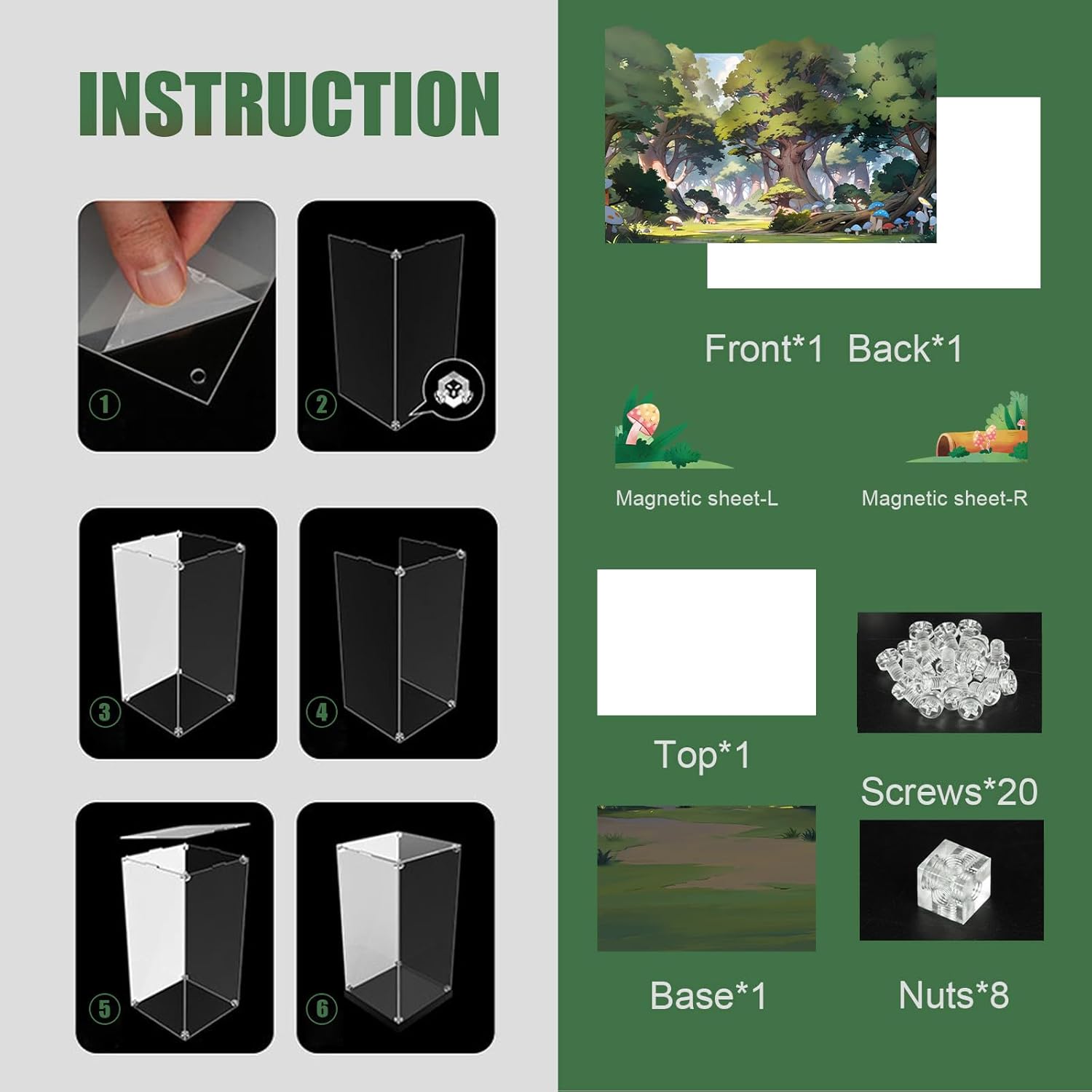 Acrylic Display Case for Lego Snow White and The Seven Dwarfs' Cottage Building Set - Display Box for Lego 43242 (Box Only, No Model) Clear Acrylic Plate with Base & HD Painted Background