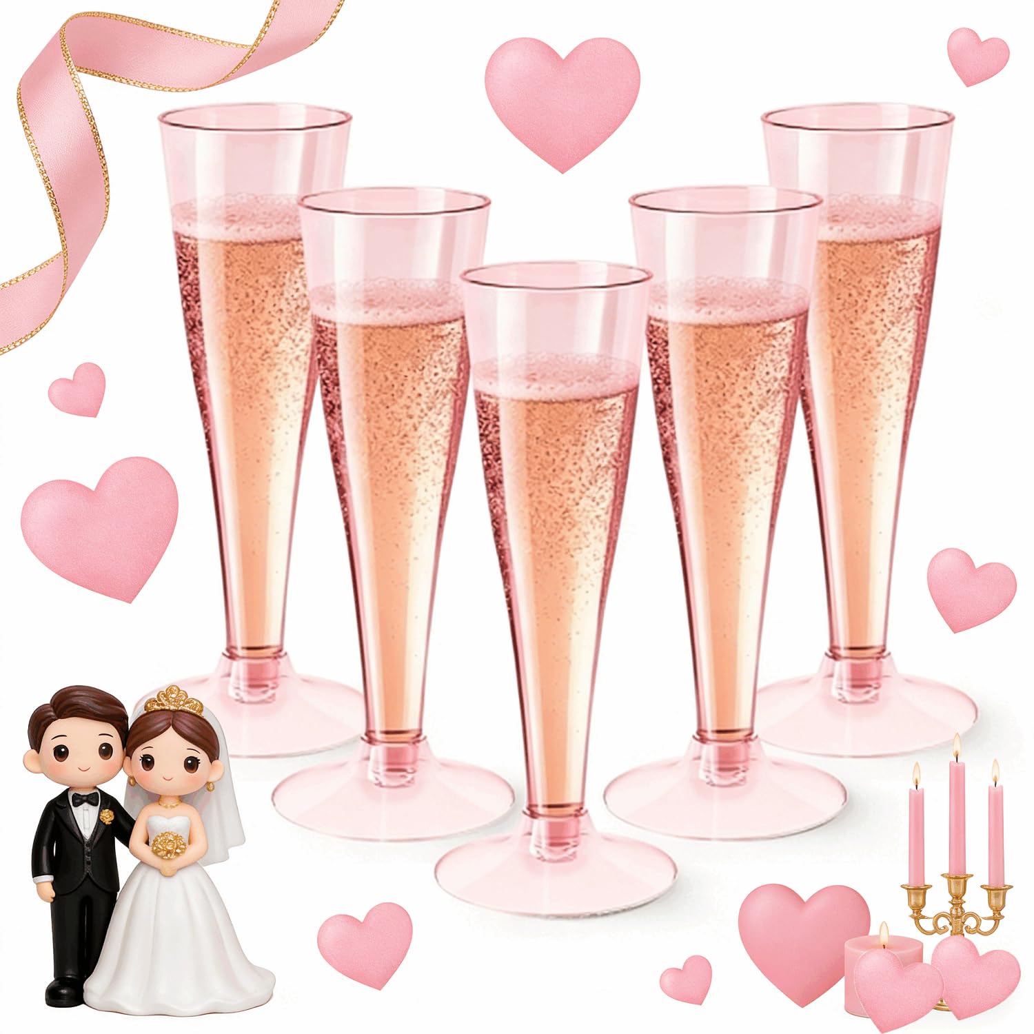 20 Pack Champagne Flutes Plastic Wine Glasses Disposable, 4.5 Oz Gold Rim Mimosa Glasses for 2026 Engagement Wedding Birthday Bar Soccer Football Party Supplies, Bulk Toasting Cocktail Cups — Amazon image 13