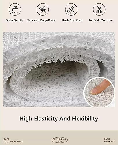 Miniatura 5 de Tapete de ducha antideslizante con agujeros de drenaje, tapete antideslizante de PVC para ducha, tapete de baño de secado rápido y fácil de limpiar,