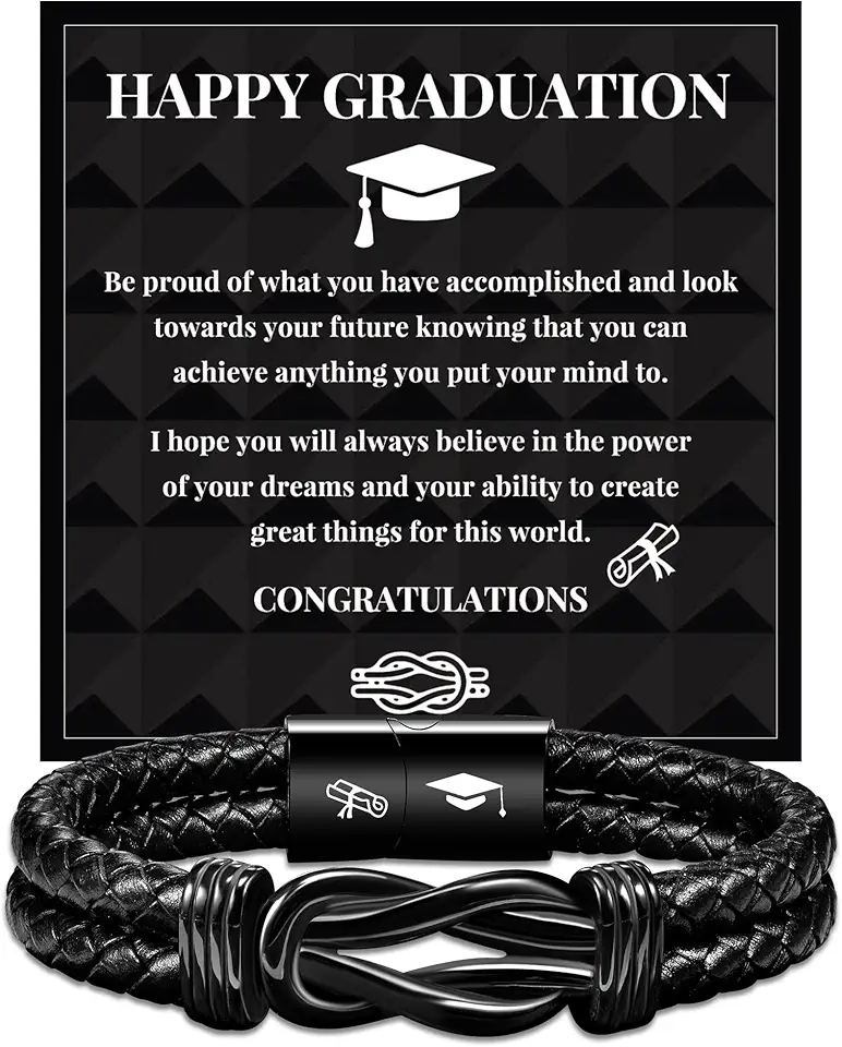 Graduation Gifts for Him 2025, Class of 2025 Graduation Bracelet College Law Middle High School Master Degree Phd Graduation Jewelry for Son/Grandson/Nephew/Friend/Brother/Boyfriend