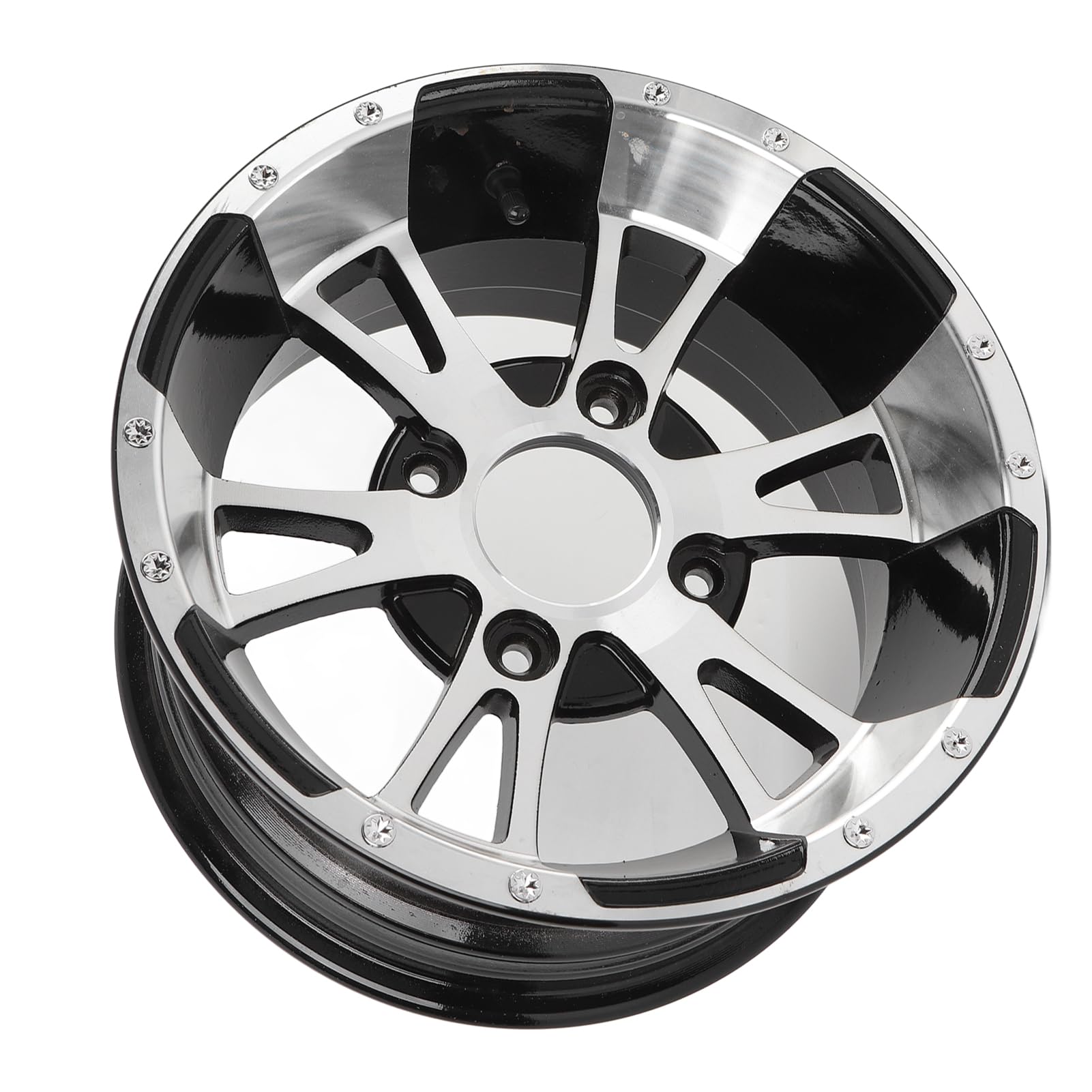 Keenso Llanta de 12 Pulgadas Llanta de Aleación de Aluminio de Rueda ATV Espaciado de 4 Orificios 110 Mm Acabado de Metal Liviano para ATV Go Kart UTV Reemplazo de Quad Uso Todoterreno