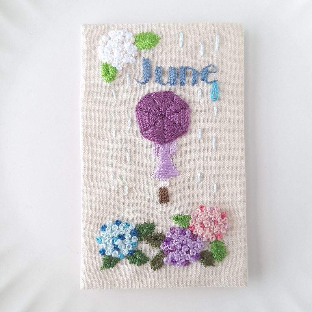 Amazon.co.jp: 刺繍 カード 6月 傘 雨 紫陽花 女の子 プレゼント 壁