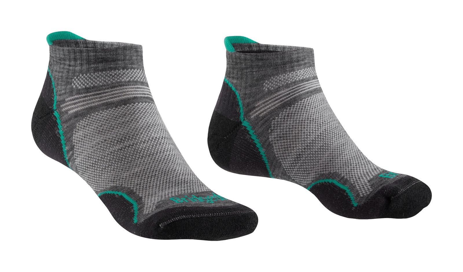 Bridgedale Socks Bridgedale Women's Ultra Light T2 Merino Performance Hiking No-Show SocksUk: 3-4.5Mid Grey/surf Blue from B&Q