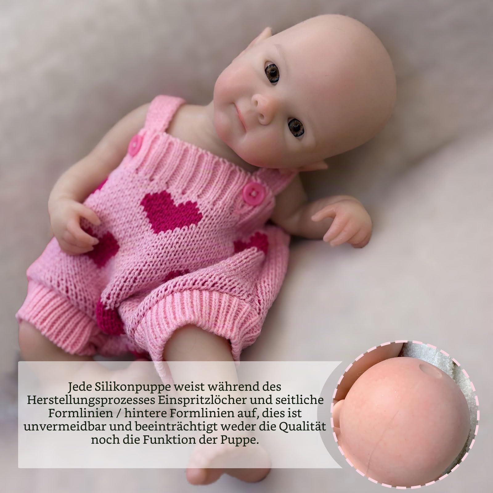 Gileutay 33cm Ganzkörper-Silikon-Babypuppen Mädchen Neugeborenen Puppen Offener Mund Lebensechte Babypuppe mit Fütterungszubehör