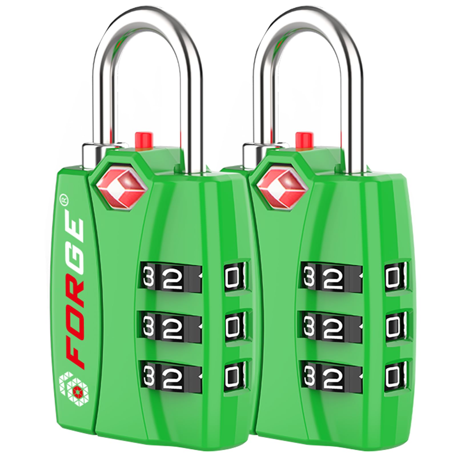 Forge Open Alert TSA Approved Luggage Locks - 3 Digit Combination, Easy Read Dials, Zinc Alloy Body - Ideal Travel Lock for Luggage, Suitcases, Bags &