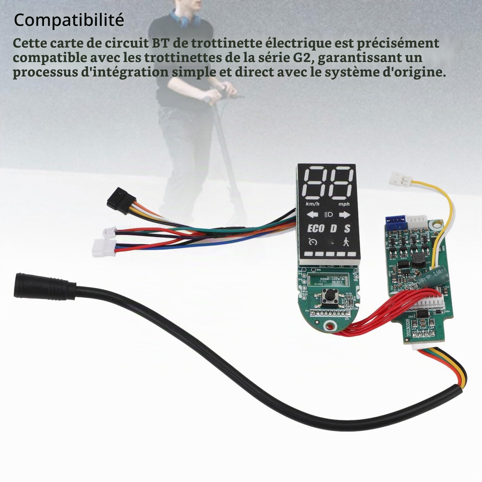 BuyWeek Tableau de Bord de Scooter Électrique pour Ninebot Max G2 Série, Remplacement de Carte de Circuit Imprimé Bluetooth de Trottinette Électrique avec Tourner Le Signal Mode Piéton