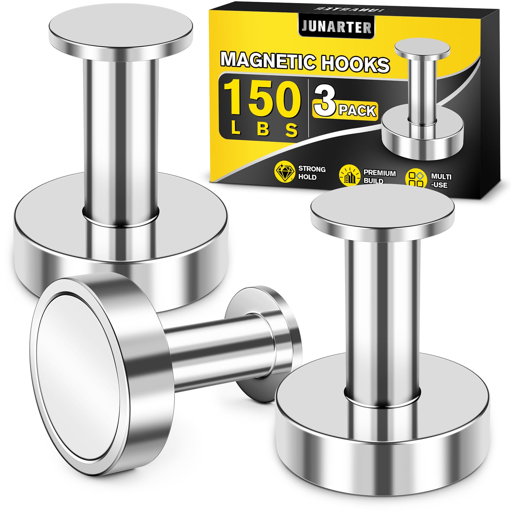 3Pcs Magnetic Hooks, 150lb Silver Magnetic Hooks for Cruise Cabins