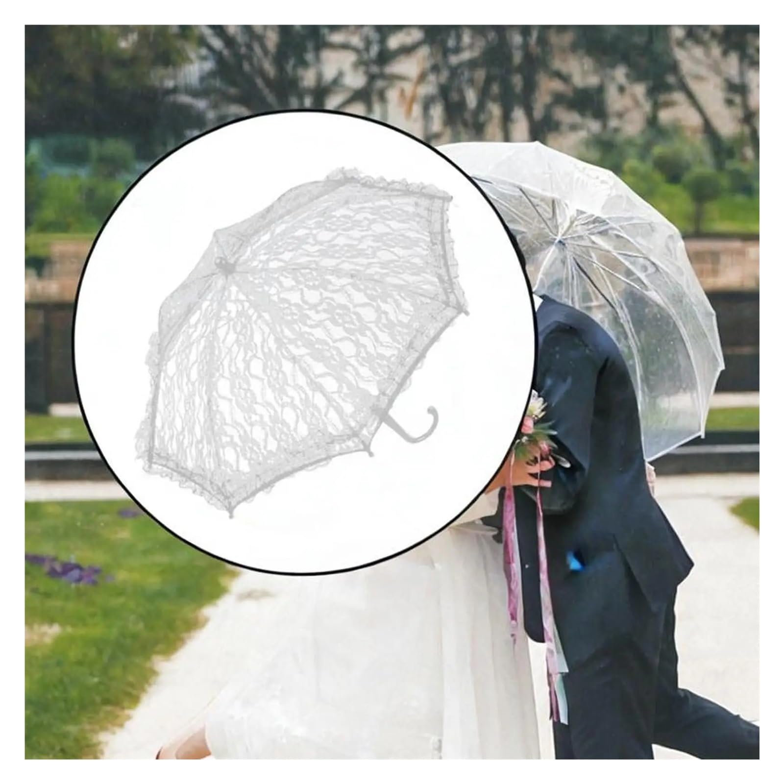 Hochzeit Spitzen-Sonnenschirm Dekorativer Regenschirm mit Mini-Stickerei, Durchmesser 50,8 cm, for Event-Fotografie-Requisiten für Fotografie, Hochzeitsdekoration(White)