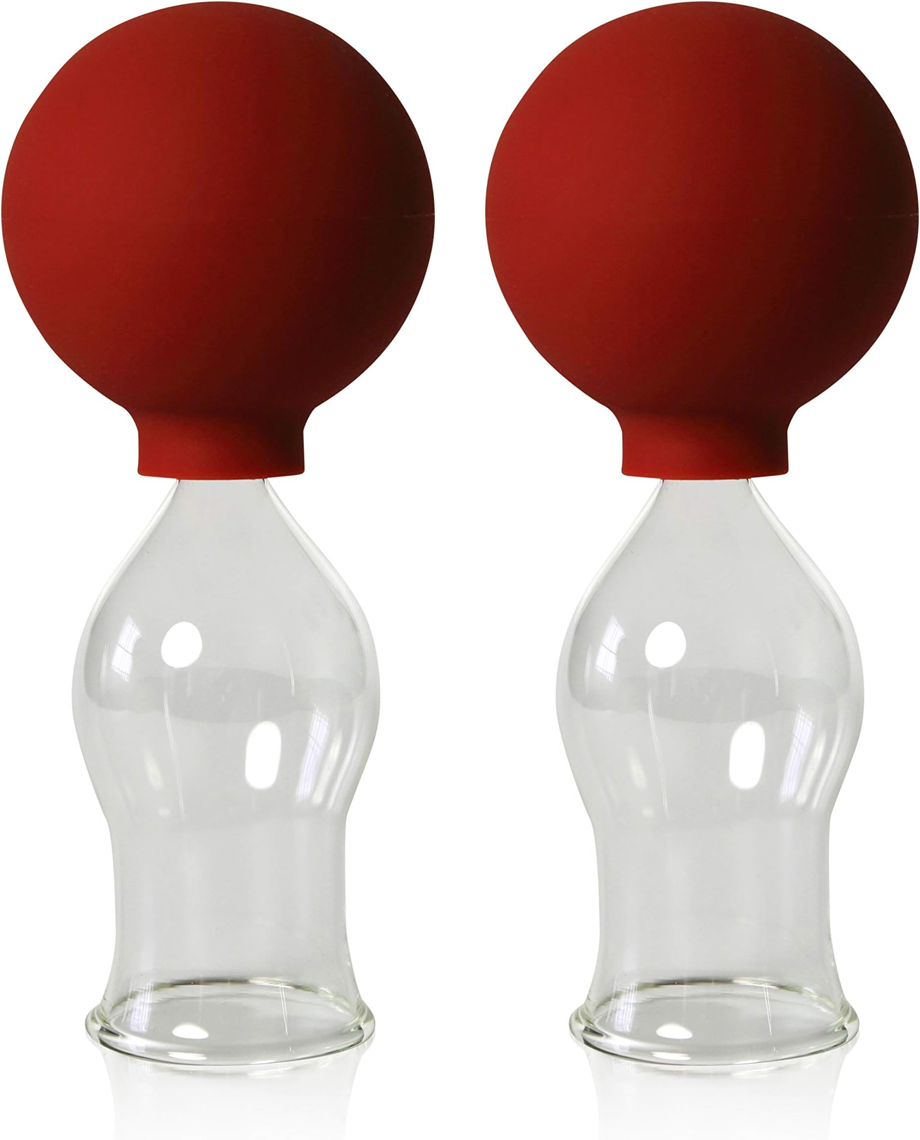 Lauschaer Glas Cupping glasses with ball, 2 pieces, 40 mm, for professional, medical, fire-free cupping, cupping glasses