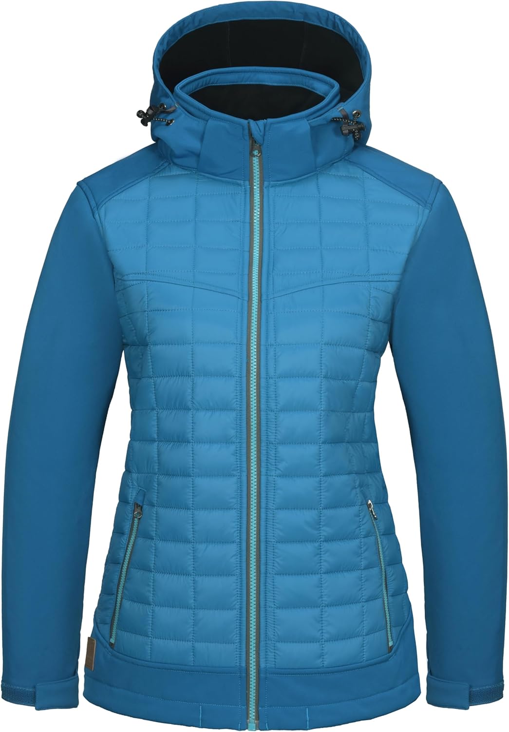 Little Donkey Andy Women's Lightweight Insulated Hybrid Jacket for Hiking Running Ski Thermal Warm with Removable Hood