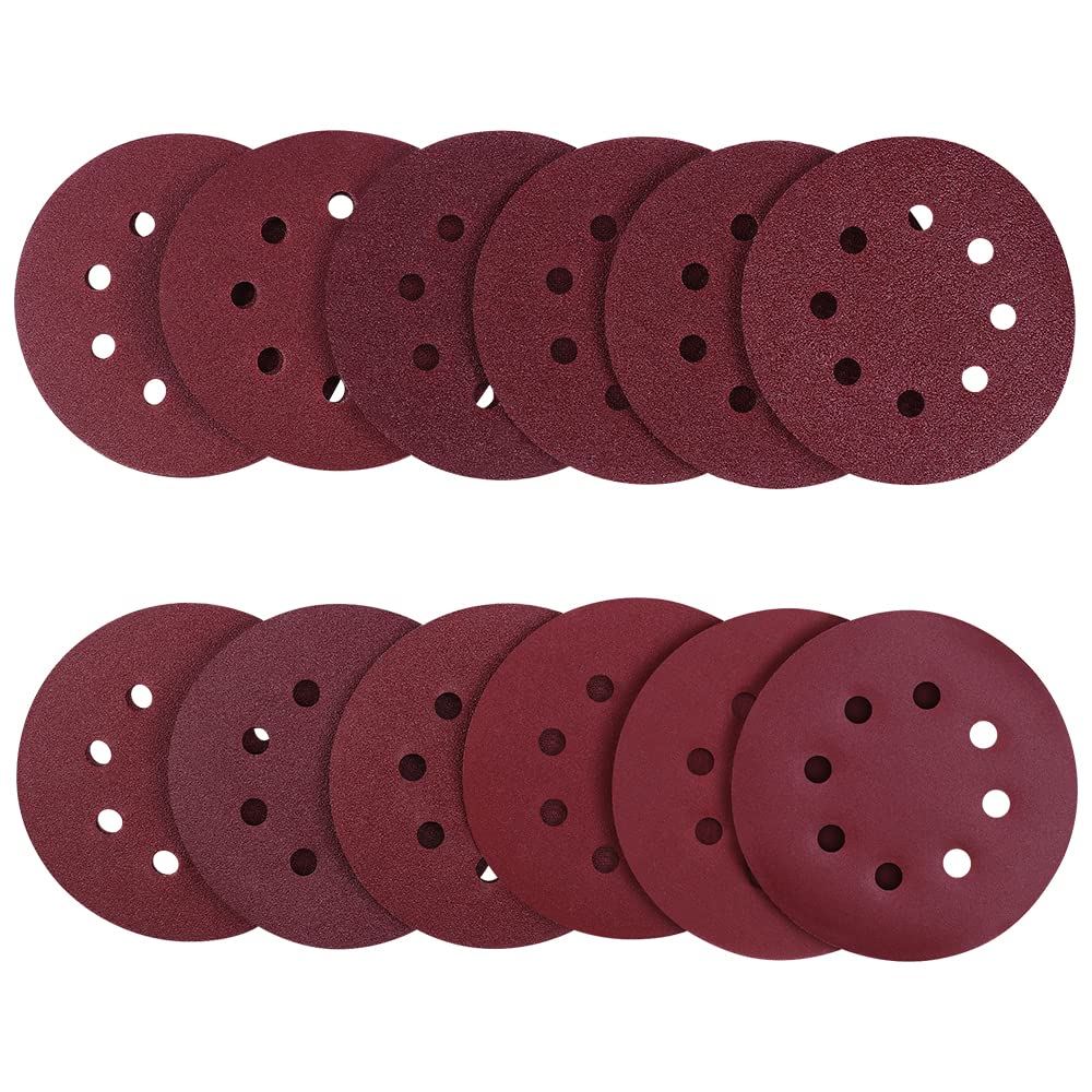 Woltersberger® 50 Piezas Papel De Lija De 125 Mm | Papeles De Lija Abrasivos Con 8 Agujeros Para Lijadora Excéntrica | Grano P40 Oro | Para Un Lijado óptimo, Versátil