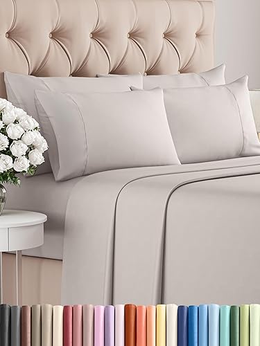 CGK Unlimited - Juego de sábanas para cama de matrimonio sábanas blancas sábana bajera 4 fundas de almohada bolsillos muy profundos de microfibra CGK Unlimited - Juego de sábanas para cama de matrimonio sábanas blancas sábana bajera 4 fundas de almohada bolsillos muy profundos de microfibra