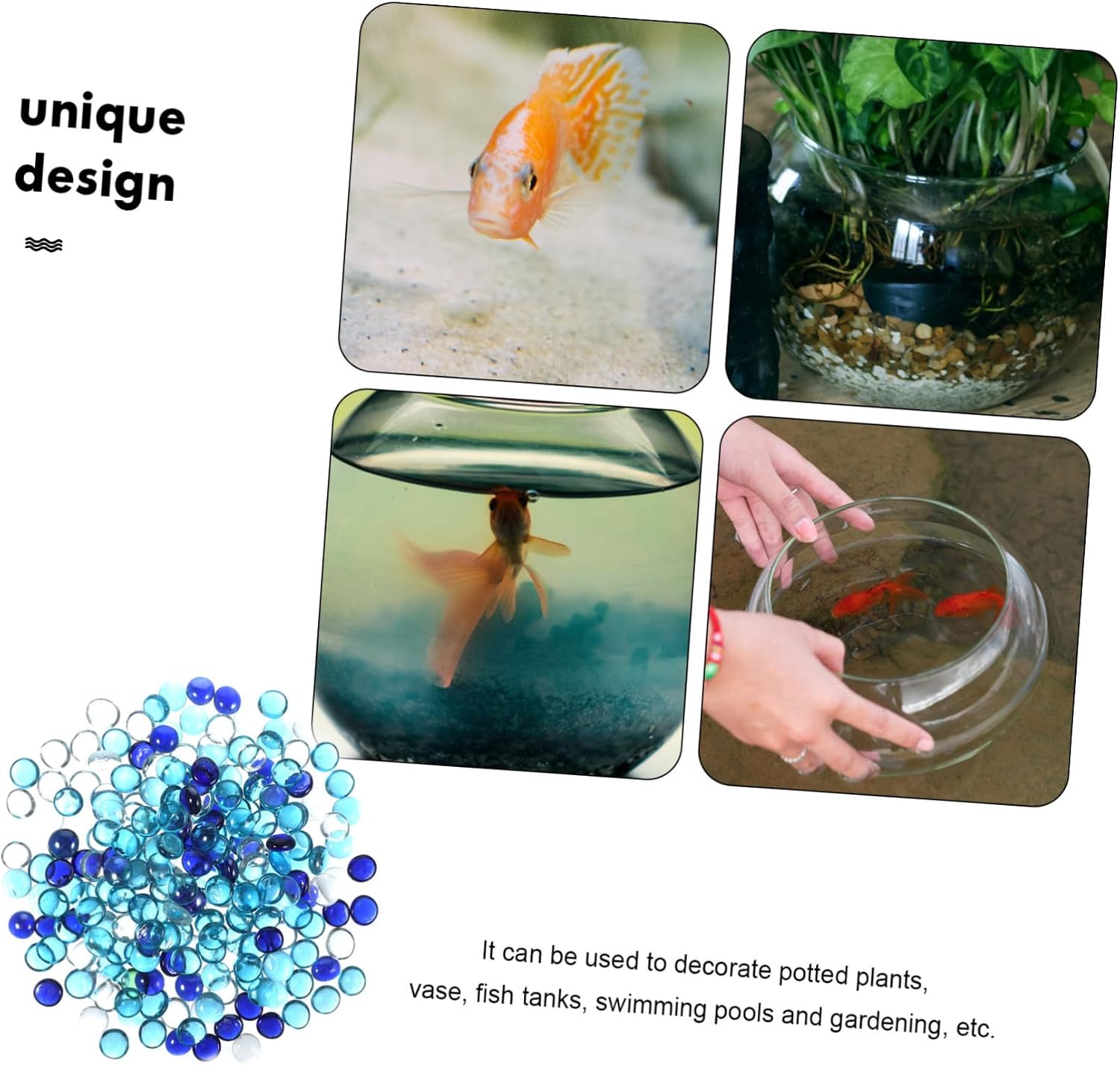 Glass Flat Beads for Fish Tank Decoration Vase Filler Smooth Surface Aquarium Stones for DIY Crafts Wedding Home Decor
