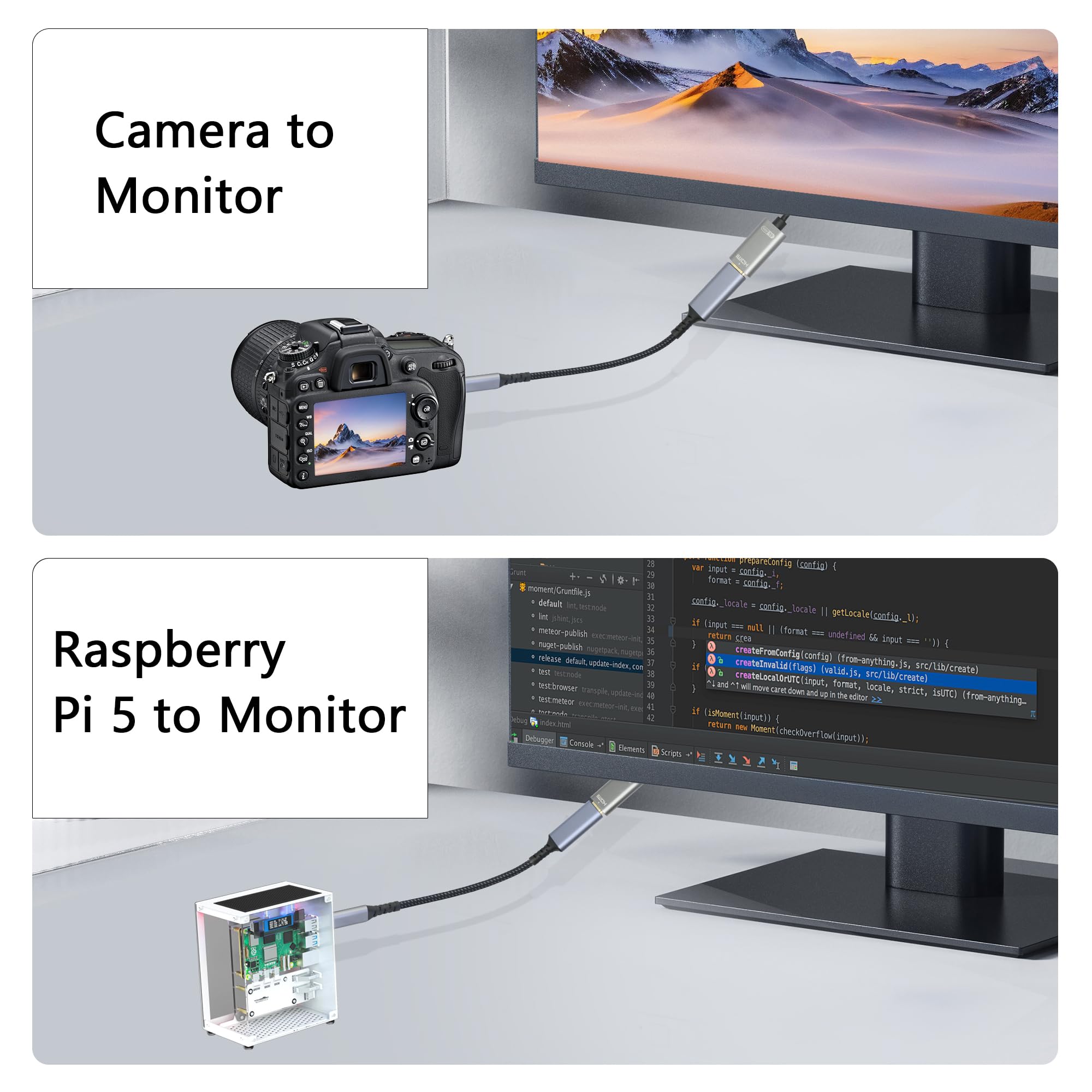 Adattatore da micro HDMI a HDMI, cavo da micro HDMI maschio a HDMI femmina con 4K 60Hz, compatibile con fotocamera, videocamera, Raspberry Pi Zero, laptop, tablet