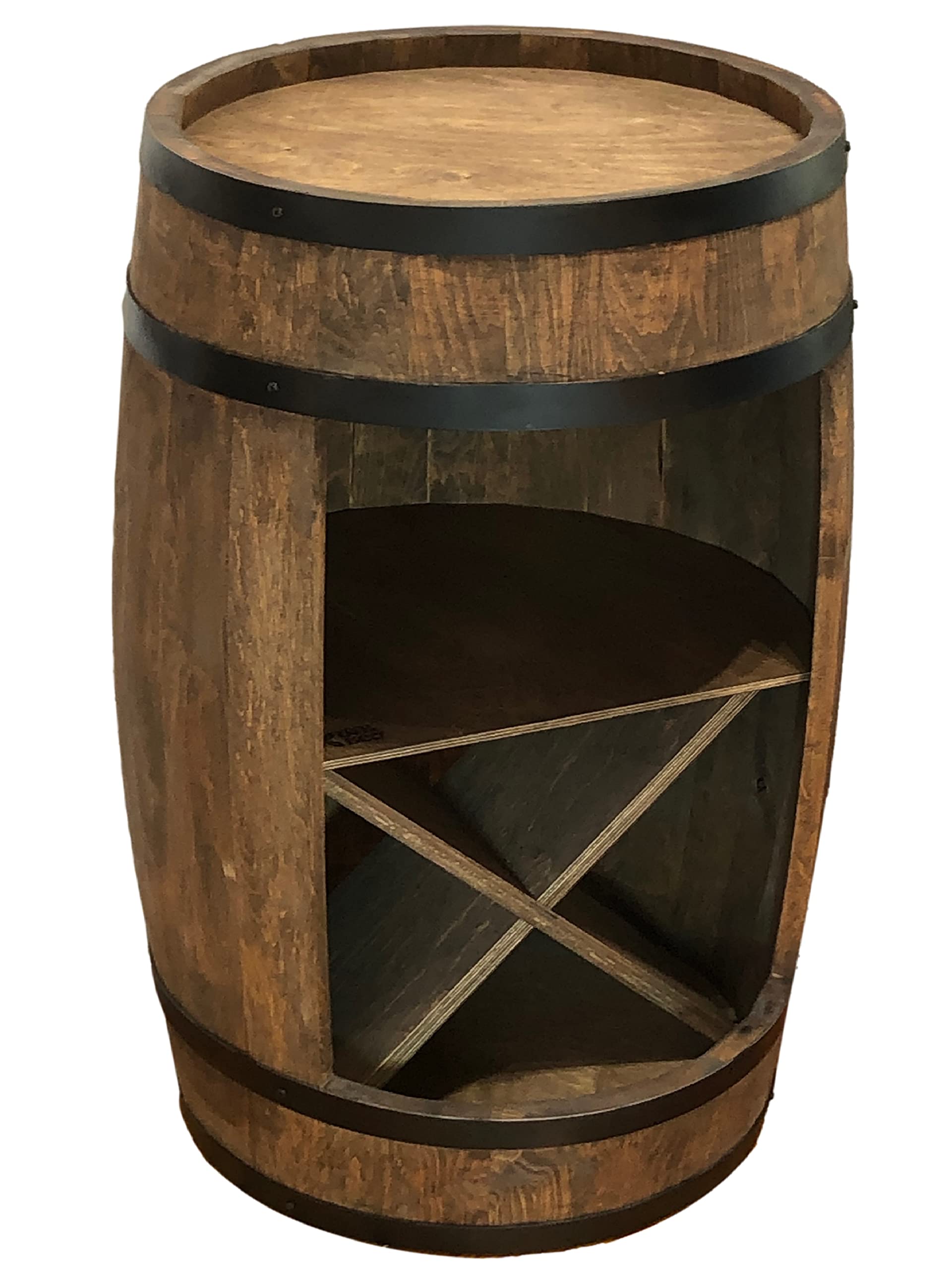 WEECO Mobiletto bar, barile in legno con illuminazione a LED RGB e un portavini. Mobile bar a forma di botte. Armadietto con ripianoper vini whisky birra, botte tavolo, Vino bar Grappa 80x50cm (wengé)