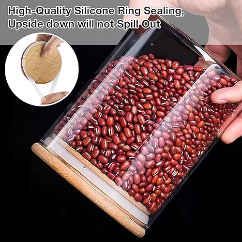 Miniatura 10 de Tarros de vidrio con tapas herméticas de madera de bambú, tarros de especias de 6 onzas y 10 onzas, recipientes de almacenamiento de alimentos para