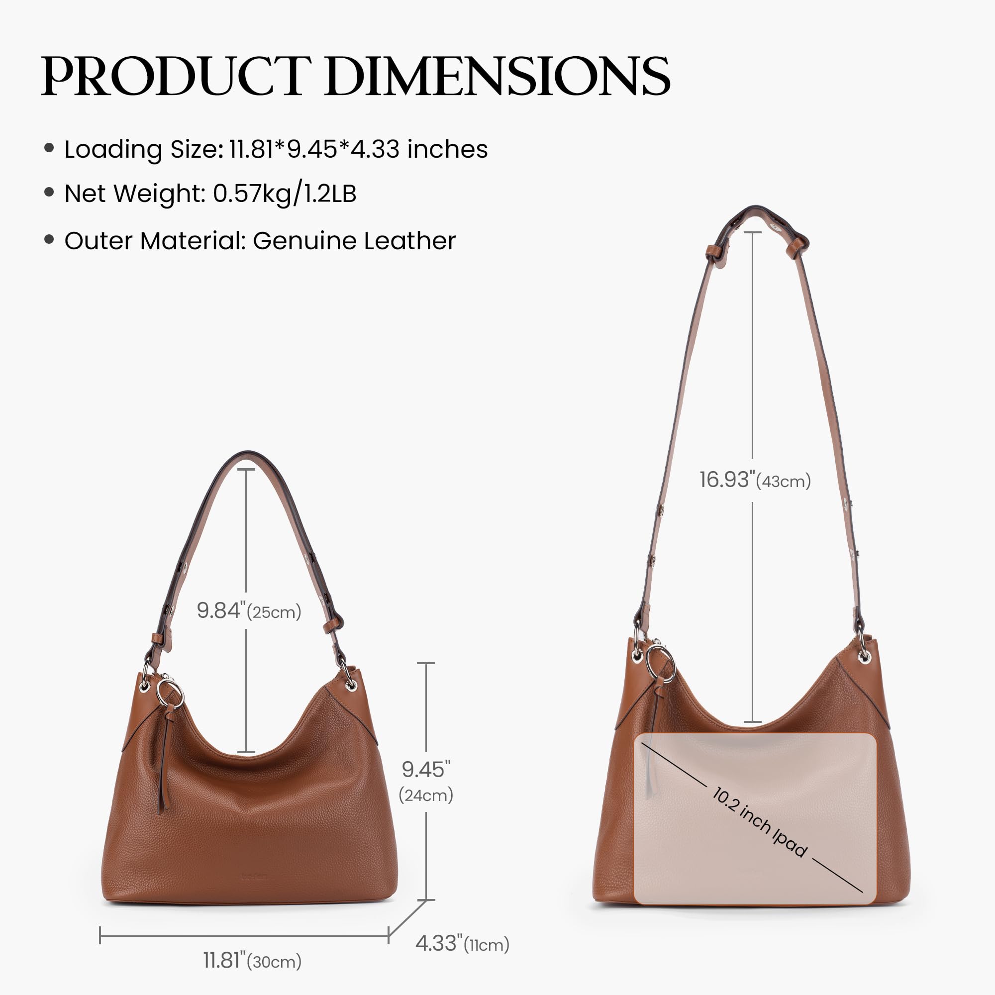 befen Borse hobo in vera pelle per le donne borse a tracolla alla moda borse a tracolla in vera pelle morbida hanbags con tracolla regolabile