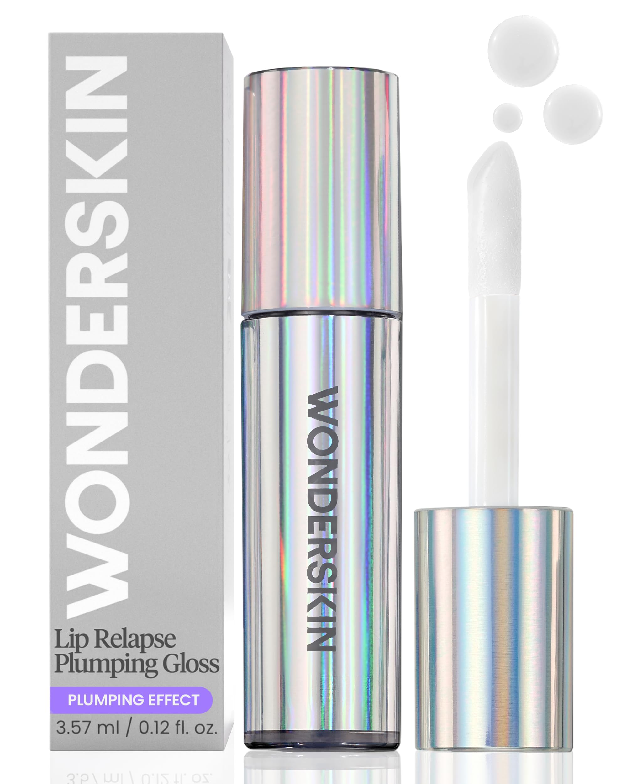 Wonderskin Lip Plumper Gloss – Lip Relapse Plumping Gloss per labbra dall'aspetto più pieno, idratante, non appiccicoso e con finish brillante