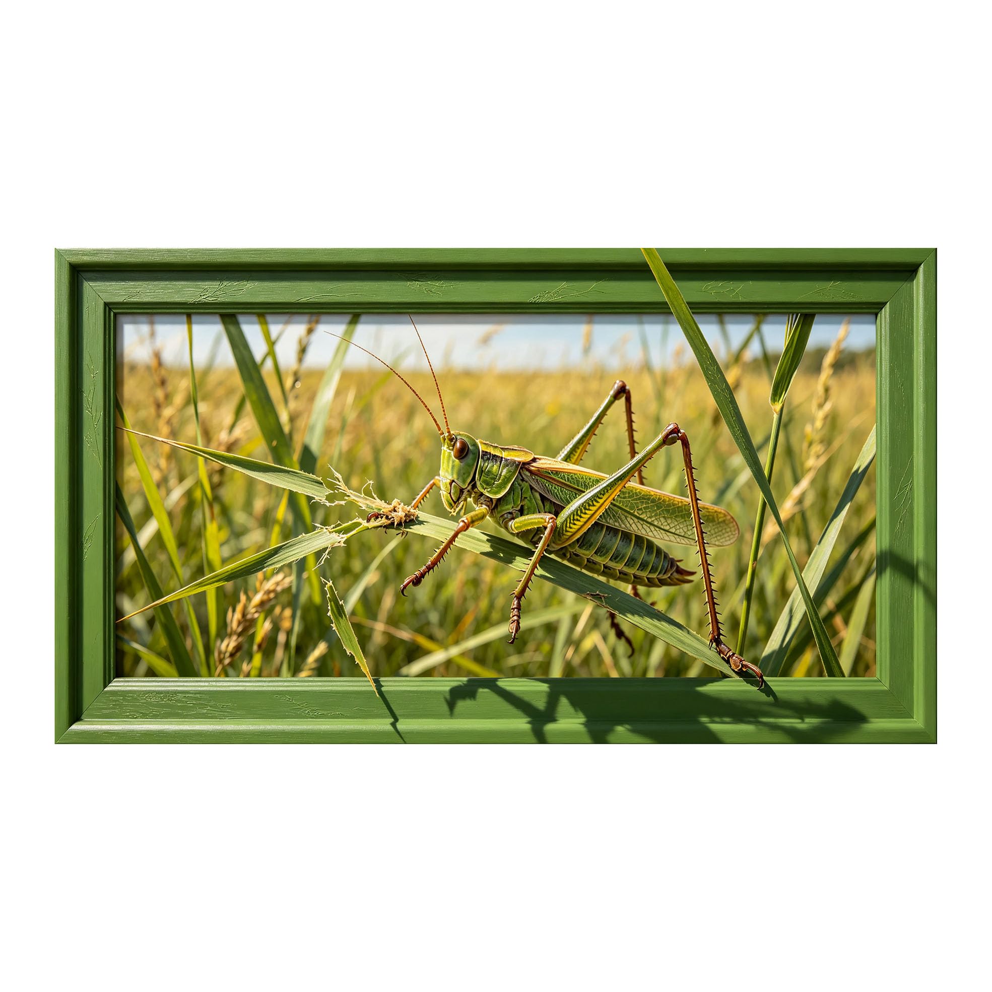 Yzpallescene 3D Framed Wall Art 50cm×100cm Insect Meadow Wildlife Realistic Panoramic Large Size SelfAdhesive Removable Wall Decor Prints Artwork for Living Room Bedroom Office