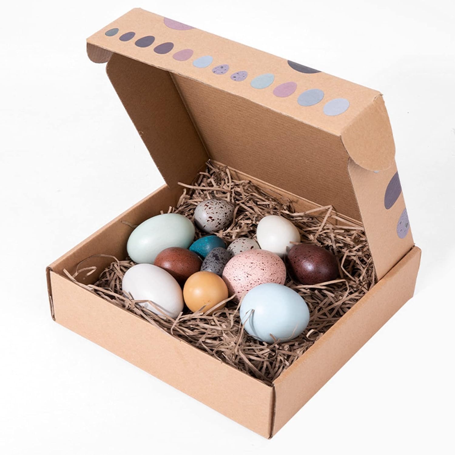 Cordova Wooden Toy Bird Egg Set - 12pcs Duck Color Children Play House Kitchen Preschool Learning Toys, Artificial Fake Wooden Egg Crafts Decorative Set