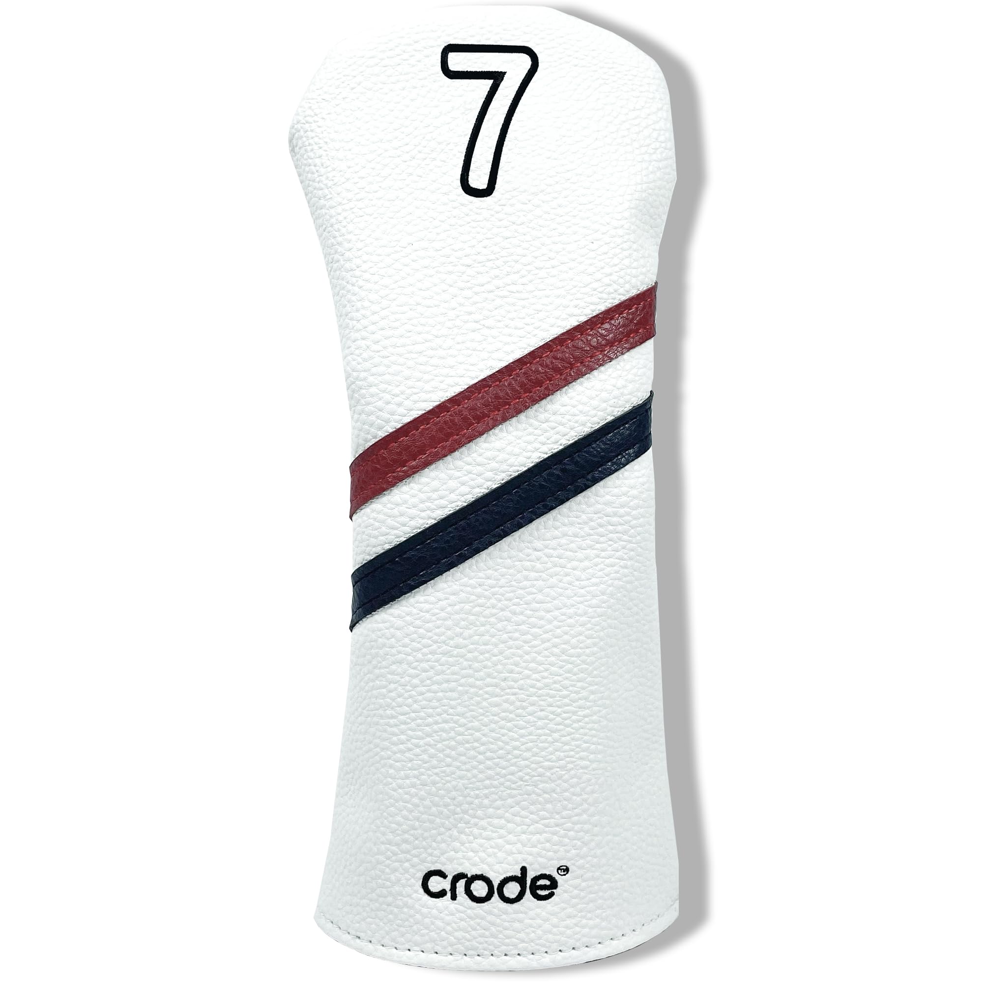 CRODE Golf Club Head Covers Premium Leather for Iron(9pcs/Set), Driver, Fairway Wood, Hybrid, Blade Putter, and Mallet Putter Cover Fit Most Brands (FairwayWood&Hybrid-7)