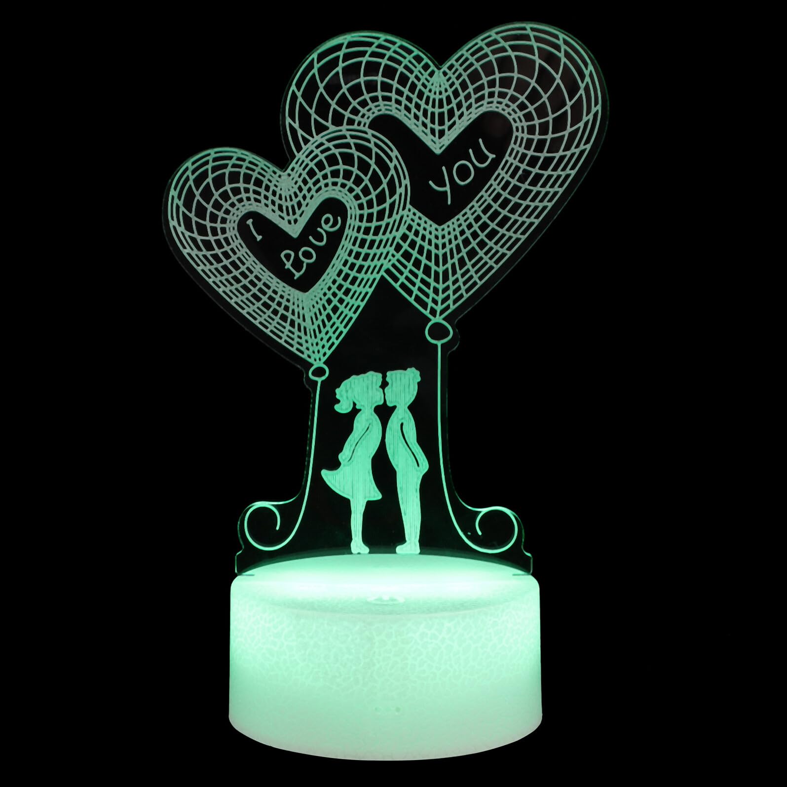 SUPVOX 3D Heart-Shaped Touch Control Night Light with Battery Compartment USB Powered Bedside Lamp for Bedroom and Valentines