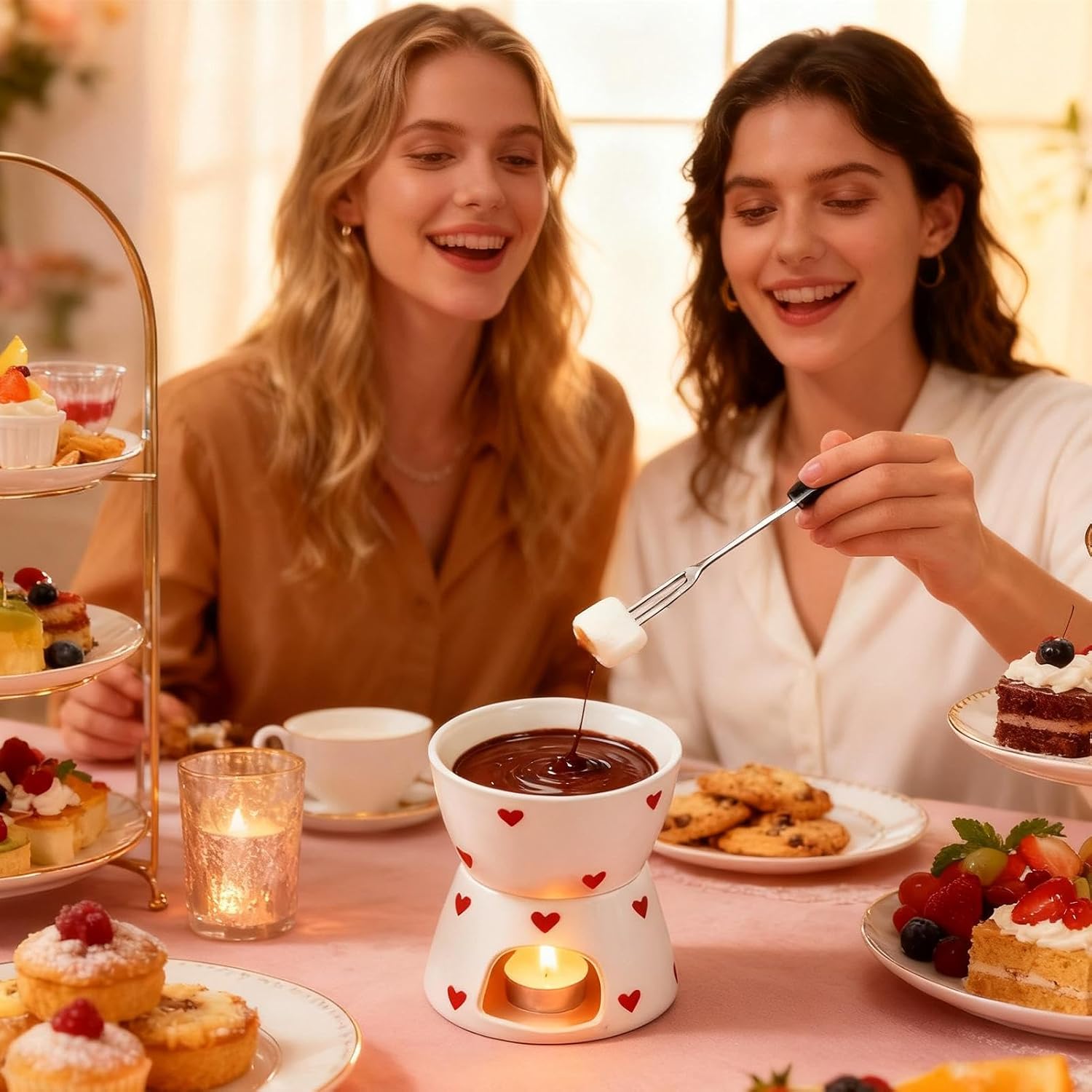 Personal Fondue Mugs Multifunction Mini Desserts Fondue Pot with Fork
