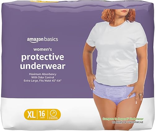 Tienda Basics - Ropa interior para incontinencia y posparto para mujer, máxima absorción, talla XL, 1 paquete de 16 unidades, lavanda (anteriormente