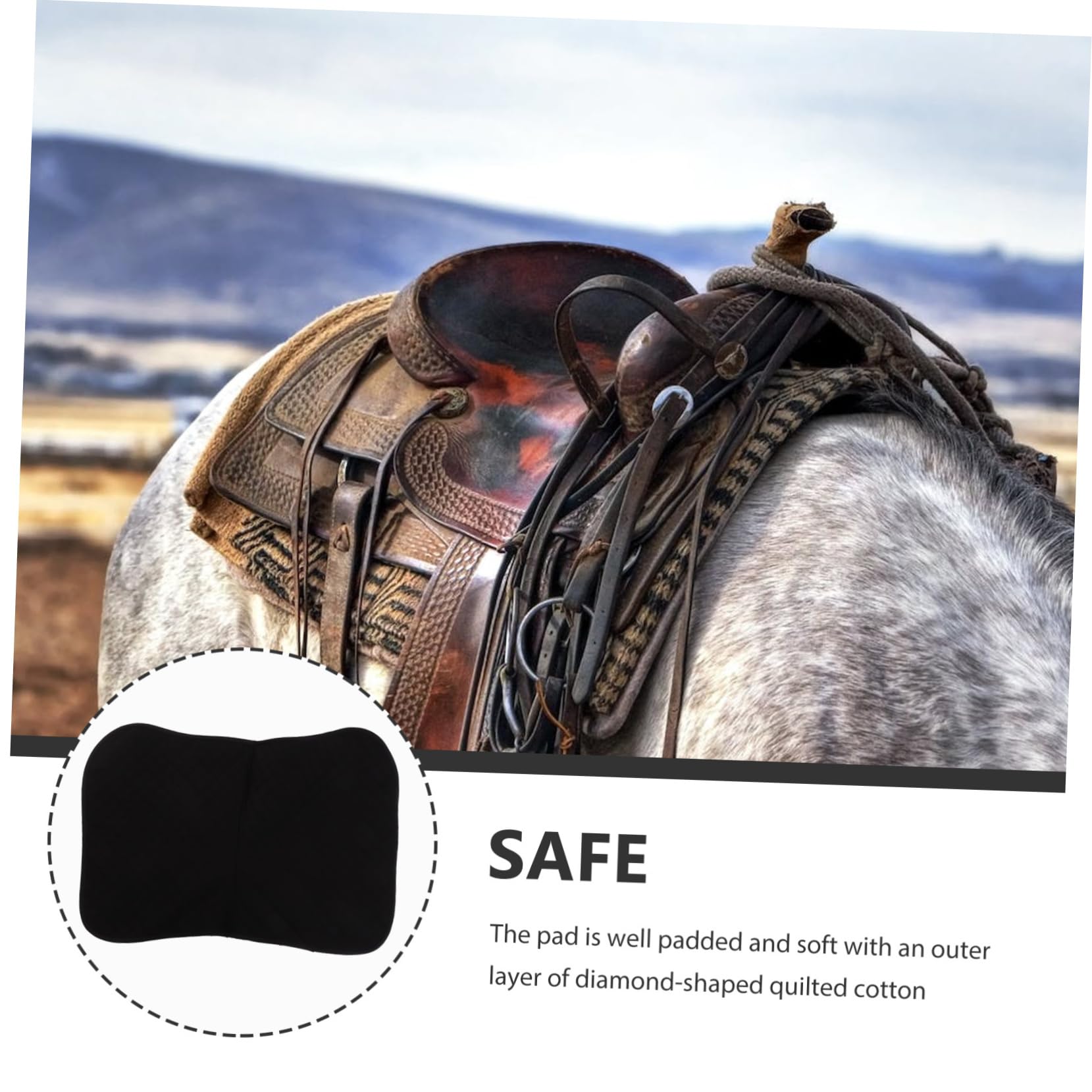 TOYANDONA Almohadilla Antideslizante para Silla de Montar para Caballo, Acolchado Eva y Algodón, Fácil de Instalar, Negro, para Montar