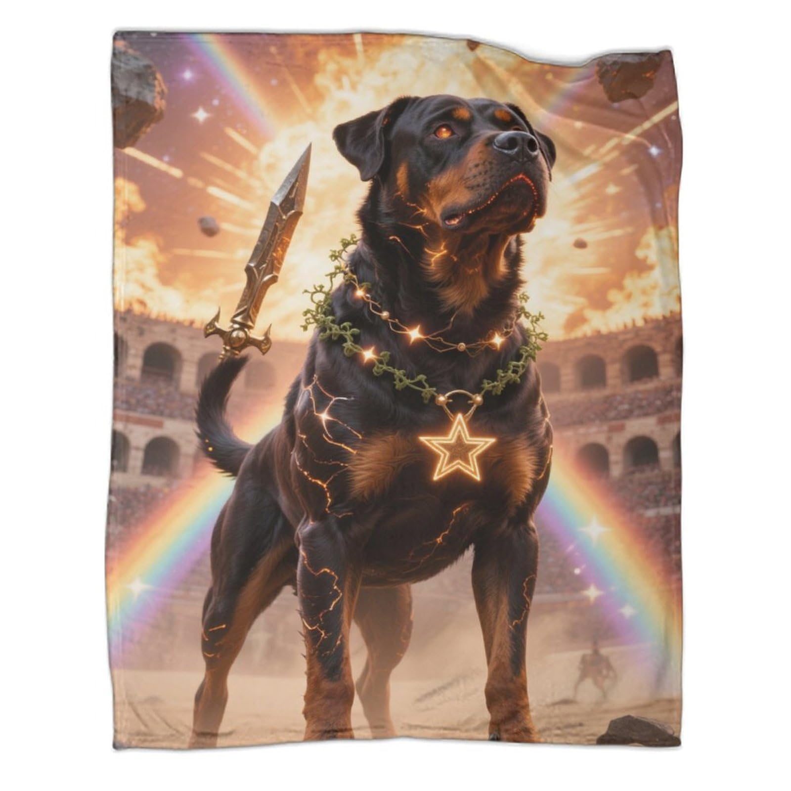 Couverture 3D Rottweiler en polaire épaisse, le cadeau idéal pour ados et adultes