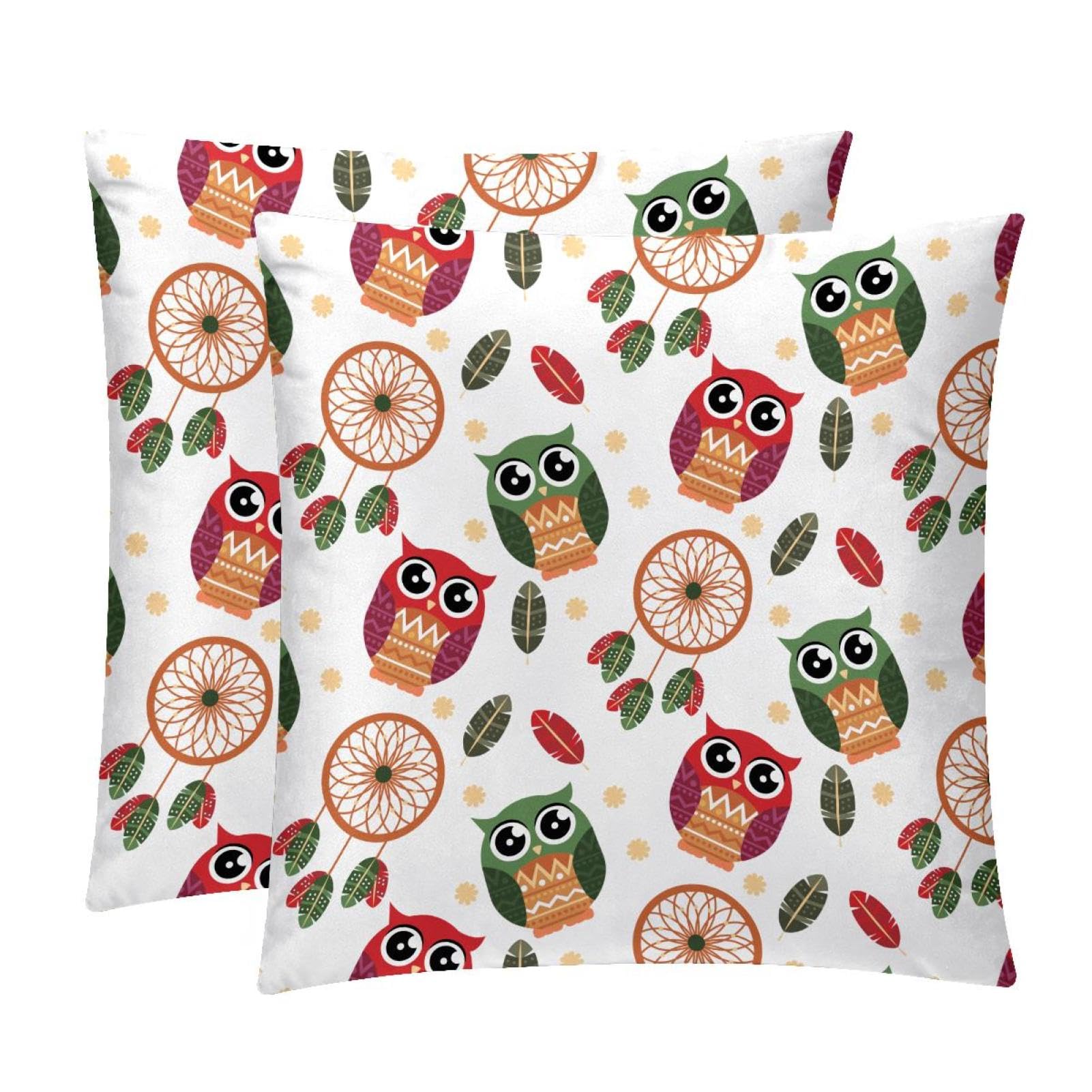 TDGKPZ Dreamcatcher Owl Throw Pillow Covers 2 Pack Cushion Cases Decorative Pillow Cases Home Decor 50x50cm