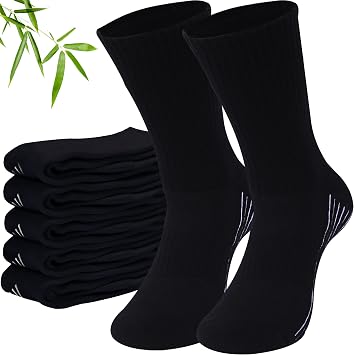 Sunew 6 Pairs Viscose Bamboo Socks, Unisex Cushioned Comfortable Crew Workout Hiking Socks
