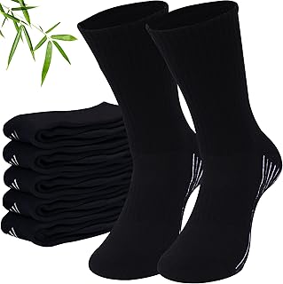 Sunew 6 Pairs Viscose Bamboo Socks, Unisex Cushioned Comfortable Crew Wo...