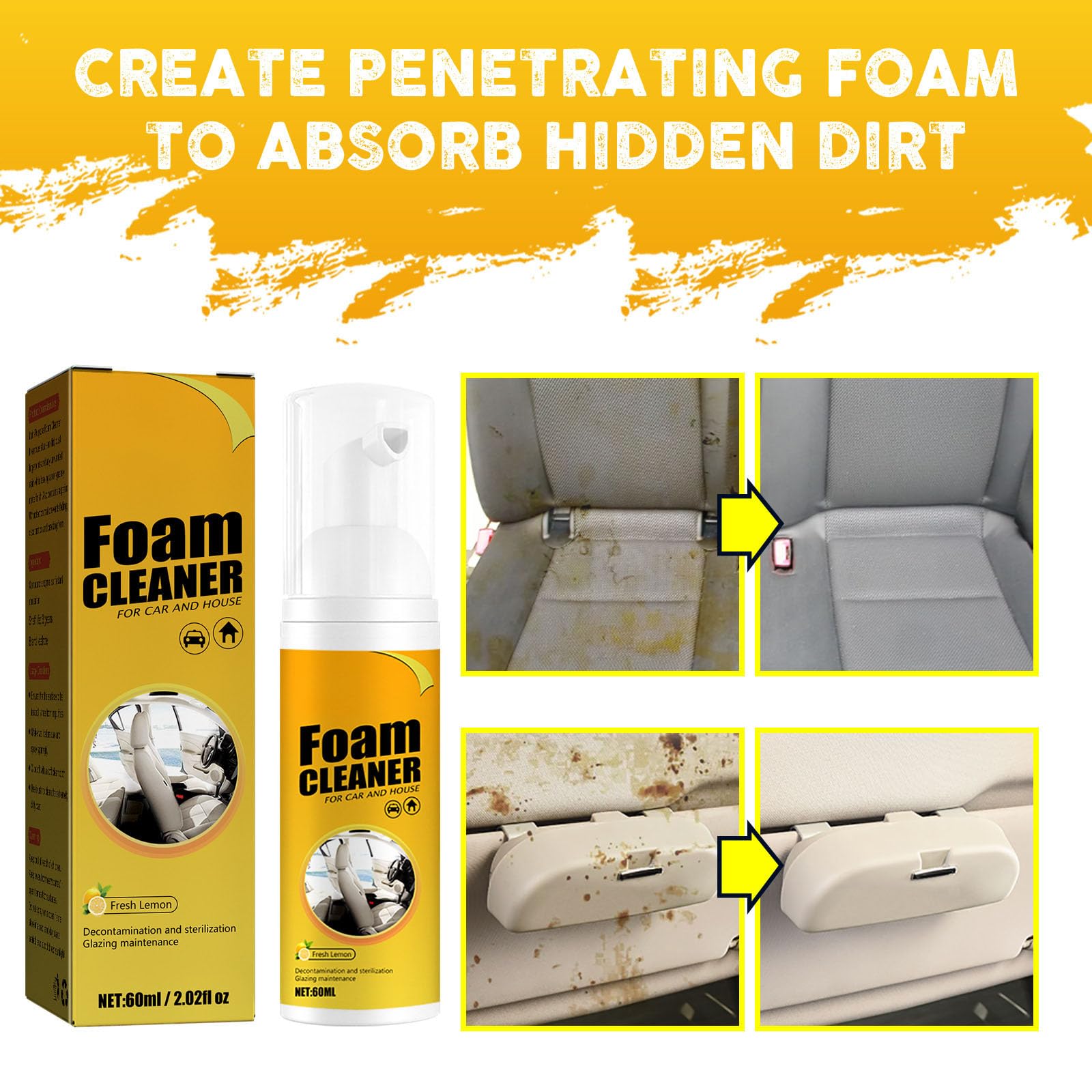 Amazon.com: Limpiador de espuma multiusos, limpiador de espuma 2026, spray de limpieza mágico sin enjuague, agente de limpieza multifuncional para automóvil y hogar, eliminación eficiente de manchas : Salud y Hogar