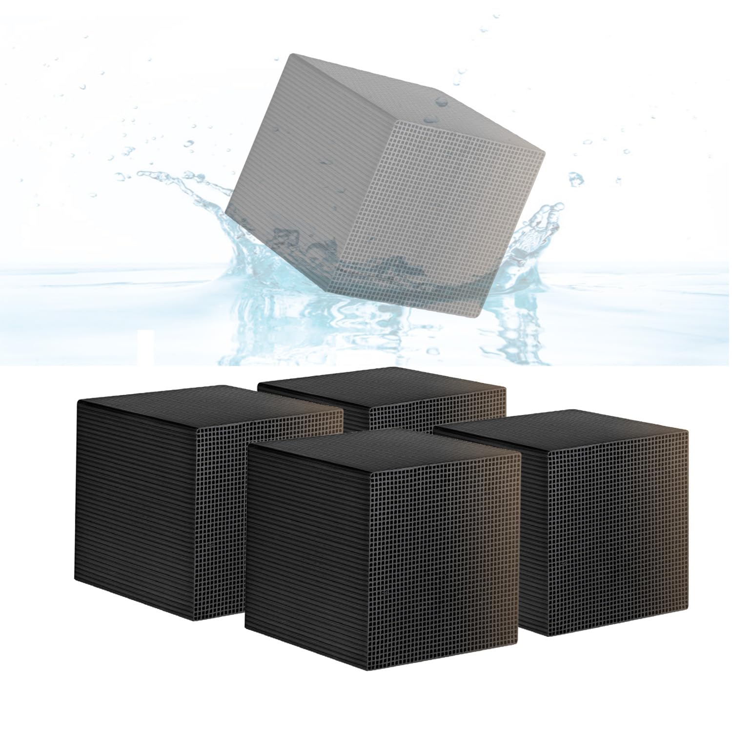 Eco-Aquarium Water Trough Purifier Cubes 4PCS - Activated Carbon Filters for Horse Trough, Aquariums, Ponds, Fish Tanks - Enhance Animal Hydration with Ultra Strong Filtration & Improved Water Taste
