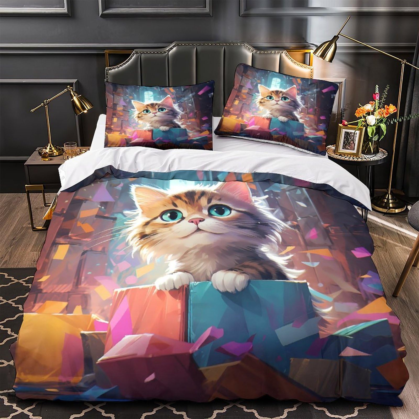 Housse de couette tête de chèvre hypoallergique en microfibre douce avec fermeture éclair