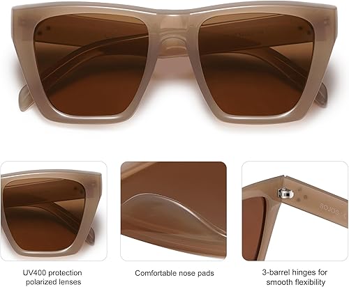 Miniatura 4 de SOJOS Gafas de sol polarizadas cuadradas vintage de gran tamaño con ojo de gato para mujer a la moda estilo ojo de gato SJ2179