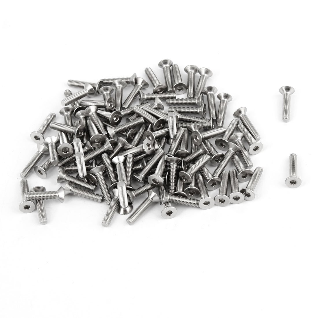 Uxcell Silver Tone Sourcingmap 100Pcs 304Hc Stainless Steel Hex Countersunk Flat Bolts Screws M3x14mm