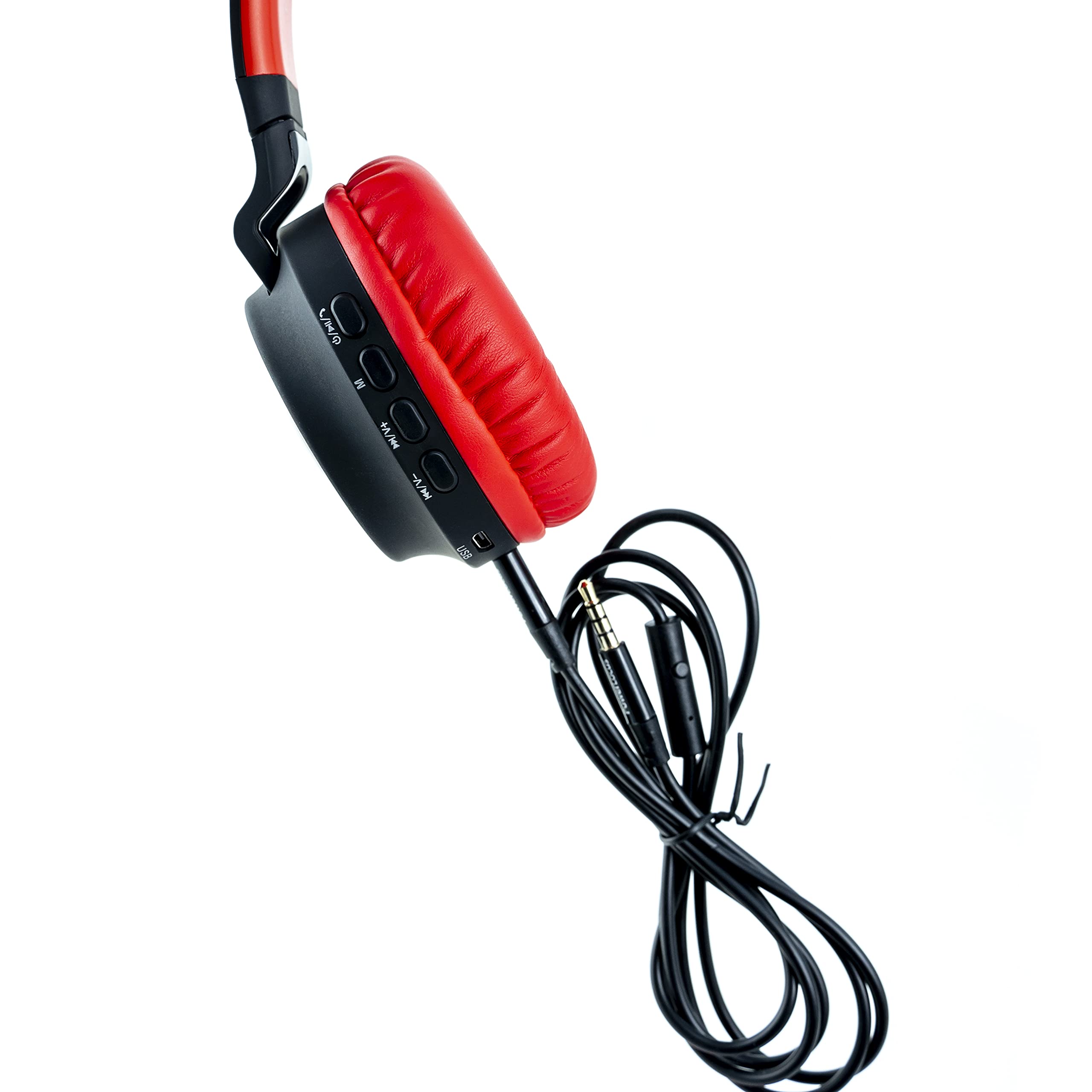PowerLocus Bezprzewodowe słuchawki Bluetooth dla dzieci, światła LED, bezpieczne ograniczenie głośności 85 dB, składane, tryb micro SD, wbudowany mikrofon liniowy do telefonów, tabletów, laptopów