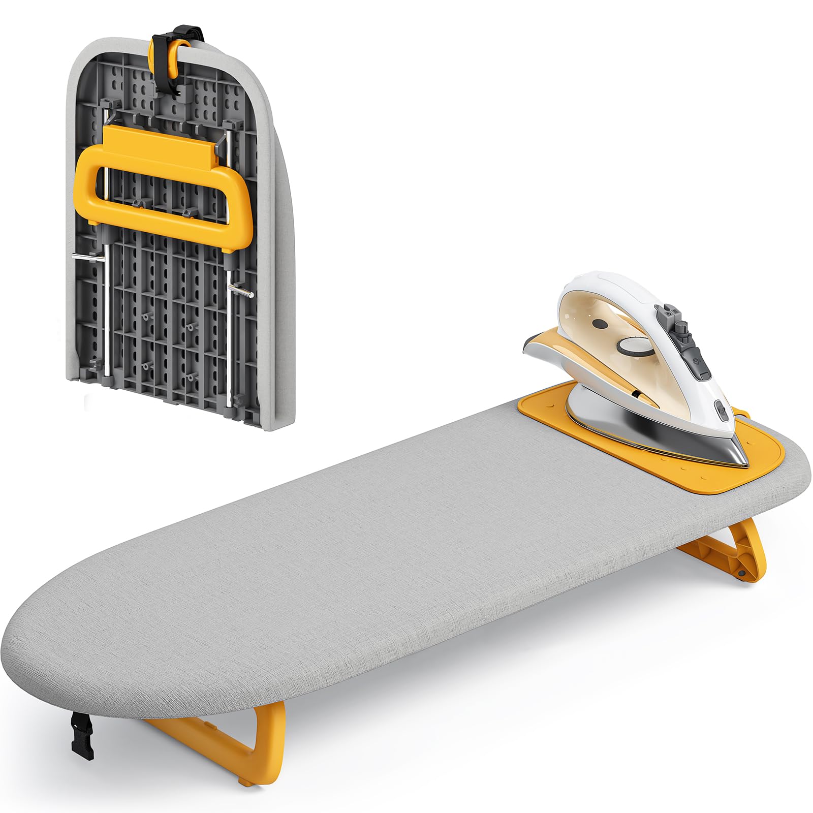 KINGRACK Small Tabletop Ironing Board with Iron Mat,30ร81cm,Grey