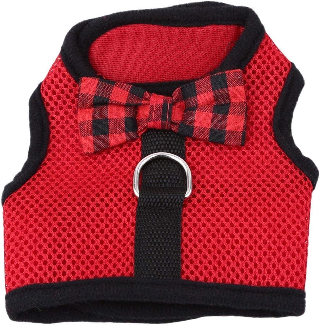 Rabbit Harness with Leash Adjustable Soft Mesh Vest Harness for Bunny Kitten Guinea Pig Rat (L, Red)