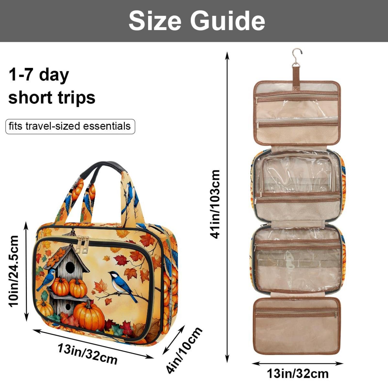 Kulturbeutel zum Aufhängen für Damen, Vintage-Blumen, Reise-Make-up-Tasche, Organizer, Kosmetiktasche, Make-up, Kulturbeutel für Reisen, Zubehör, Mehrfarbig 4, M, Kulturbeutel