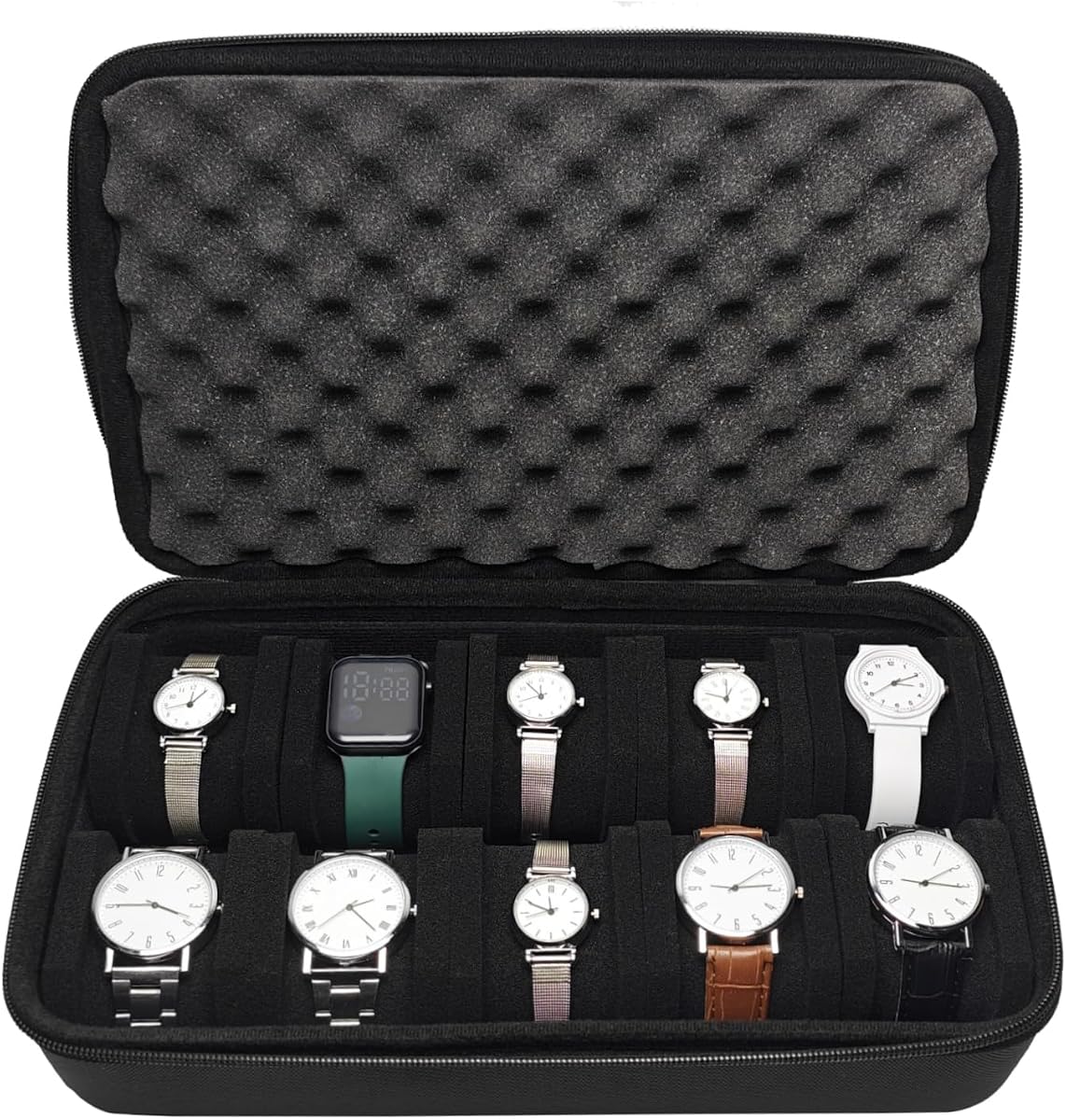 10 Slots Watch Travel Case for Men and Women, Hard Watch Storage Box | With Removable Shockproof Watch Pillows, Gifts For Watch Lovers