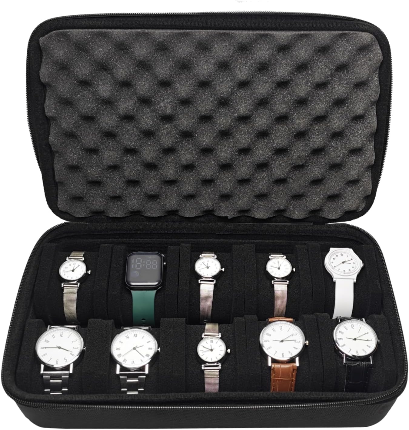 10 Slots Watch Travel Case for Men and Women, Hard Watch Storage Box
