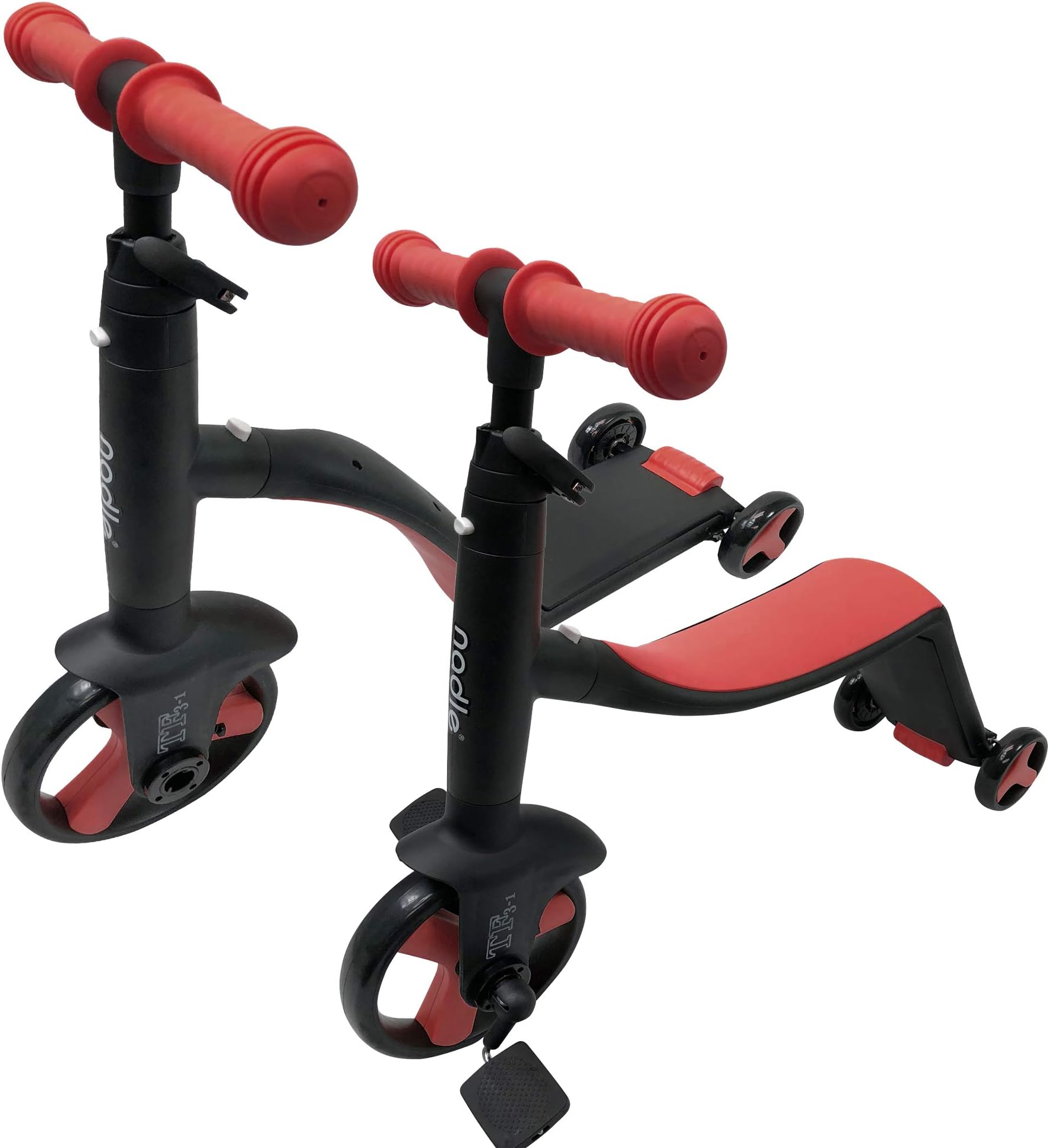 Nadle 2 in 1 Adjustable Red Ride-On Balance Trike and 3 Wheel Scooter 2-6 Year Old Kids Boy or Girl