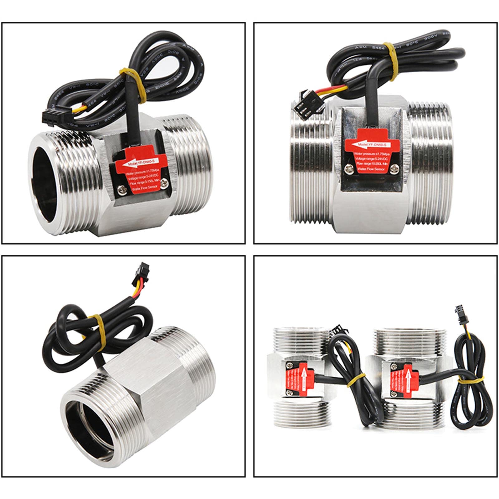 Hall Effect - Contatore del sensore di flusso dell'acqua liquida da 1,5", in acciaio inox DN40, misuratore di flusso della turbina, 5 – 150 l/min