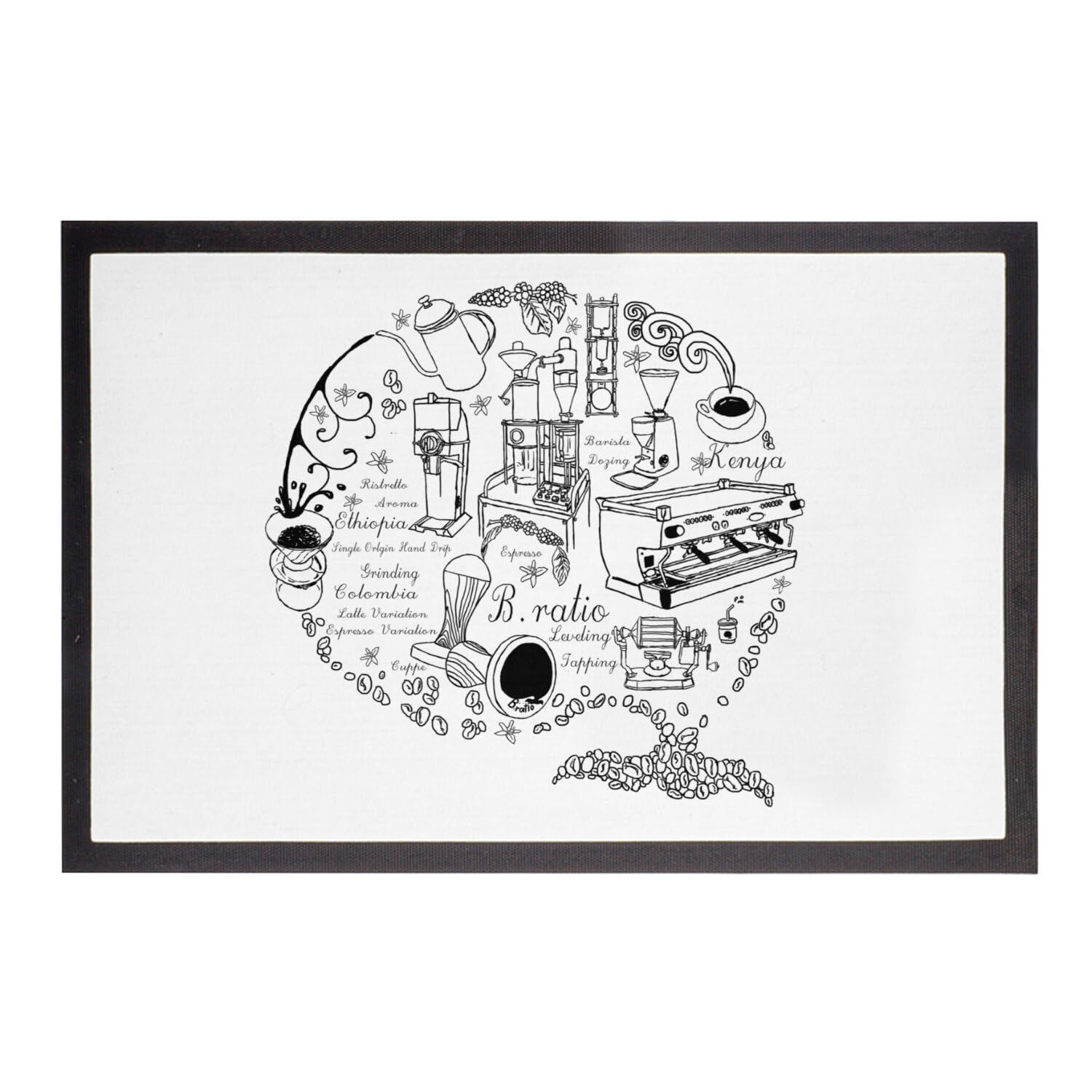 Paillasson Cafe Coffee Dessin Art Work tapis entrée espresso 60x40cm